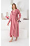 Maternity Long Sleeve Dressing Gown, Openable Buttoned Lace Detailed 2-Piece Nightgown Set