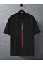 Vertical Lettering Single Jersey T-Shirt - Black Printed Oversize Crew Neck Short Sleeve T-Shirt - 2
