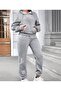 Gray Hooded Matching Sweatshirt and Sweatpants Set Butterfly - 4