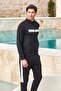 25935 Men's Black Stand Collar Cotton Men's Tracksuit Suit - 2