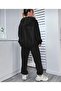 Black Happiness Hooded Combination Bottom Top Tracksuit Set - 4