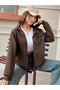 Vibe Written Cardigan - Brown Printed Oversize Hoodie - 5