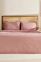 Ella Krep 100% Cotton Double Duvet Cover Set Dusty Rose