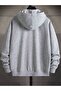 New York Cardigan - Gray Printed Oversize Hoodie - 2