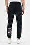 Butterfly Leg Sweatpants Jogger - Black Printed Rubber Leg High Waist