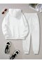 Los Angeles Tracksuit Set Sweatshirt Jogger - White Printed Oversize Hoodie - 2