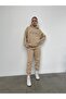 Ellore Australia Tracksuit Set Sweatshirt Jogger - Beige Printed Oversize Hooded Hooded