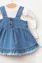 Baby Girl Tasseled Denim Gilet Dress Balloon Blouse Luxury Jean Set - 2