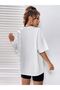 Hopeful Girl T-shirt - White Printed Oversize Crew Neck Short Sleeve T-Shirt - 2