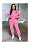Butterfly Winter Tracksuit Set Pink Printed Hooded Oversize