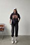 Boston T-shirt Sweatpants Jogger - Smoke Printed Bottom Top Tracksuit Set Oversize Crew Neck