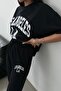 Los Angeles T-Shirt Sweatpants Jogger- Black Printed Bottom Top Tracksuit Set Oversize Cycling Yak - 3