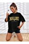 Malibu Heart T-Shirt - Black Printed Oversize Crew Neck Short Sleeve - 3