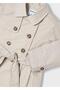 Single Shoulder Flap Detail Girl's Trench Coat - 4