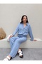 Line Patterned Linen Shirt Pants Set - 4