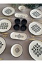 Black Patterned [2] 6-Person 14-Piece Breakfast Set - 3