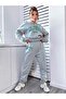 California West Coast Tracksuit Set Sweatshirt Joggers - Gray Printed Oversized Brushed Inside Hooded - 4