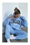 Chicago Tracksuit Set Sweatshirt Jogger - Baby Blue Printed Oversize Hooded