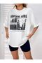 Hopeful Girl T-shirt - White Printed Oversize Crew Neck Short Sleeve T-Shirt - 3