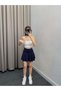 Navy Blue High Waist Shorts Sports Skirt - 2