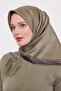 وشاح حريري بنمط الفهد ذو الخطوط الخضراء - 3