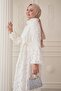 Tulle Balloon Sleeve White Dress - 6