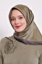 وشاح حريري بنمط الفهد ذو الخطوط الخضراء - 4