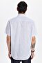 Men's Regular Fit Classic Cut Oversized 100% Cotton Short Sleeve Linen Texture Single Pocket Striped Shirt - 5
