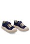 Brooklyn Leather Detailed Girl's and Boy's Navy Blue Anatomical Linen Shoes - 6