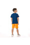 Cotton Round Neck T-Shirt & Shorts Set with label detail - Blue And Orange - 3