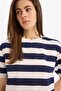 Boxy Fit Crew Neck Striped Combed Cotton Short Sleeve T-Shirt C6198Ax25Sm - 4