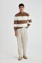 Standard Fit Regular Cut Striped Stand Collar Zippered Knitwear Sweater A9518Ax23Wn - 2