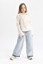 Girl's Half Zipper Knitwear Sweater A6015A823Wn - 2
