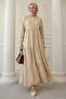 Casual Buttoned Brown Beige Dress - 4