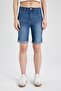 Normal Waist Folded Leg Jean Bermuda Shorts A1958Ax24Sm