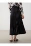 Lcwaikiki Classic Black Elastic Waist Satin Women's Pleated Skirt - 8