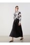 Lcwaikiki Classic Black Elastic Waist Satin Women's Pleated Skirt