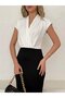 Women's Short Sleeve Double Breasted Crepe Dress (Without Belt) - 2