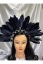 Handmade Zircon Stone and Black Feather Henna, After, Party, Special Day Crown