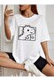 Cute Dinosaur T-Shirt - White Printed Crew Neck Short Sleeve Loose