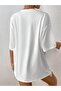 Hawaiian Flower T-Shirt - White Printed Oversize Crew Neck Short Sleeve Loose - 3