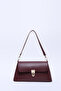 Claret Red Shk153 Faux Leather Lock Detailed Standard Strap Single Compartment Hand, Arm and Shoulder Bag U:15 E:29 g