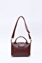Burgundy Shk135 Faux Leather, Single Compartment, Double Strap Hand, Arm and Cross Shoulder Bag