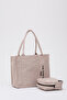 Cream Shk74 Double Strap The Tote Bag Embroidery Embroidered Makeup Bag Arm and Shoulder Bag L:25 E:29 W:11 - 2
