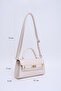 Cream Shk188 Faux Leather Single Compartment Lock Detailed Strap Hand, Arm and Shoulder Bag - 2
