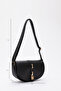 Black Shk92 Lock Detailed Faux Leather Single Compartment Snap Fastener Hand, Arm and Shoulder Bag L:15 E:25 W:6 cm - 2