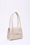 Cream Shk178 Faux Leather, Single Compartment, Snap Fastener, Hand, Arm and Shoulder Bag - 2