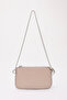Wrinkled Textured Mink Shk125 Faux Leather Bead Detailed Zippered Single Compartment Chain Strap Shoulder Bag