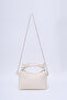 Cream Shk24 Soft Leather Knot Detailed Chain Strap Hand and Shoulder Bag L:14 W:22 W:8 Cm - 4