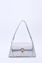 Gray Shk153 Faux Leather Lock Detailed Standard Strap Single Compartment Hand, Arm and Shoulder Bag